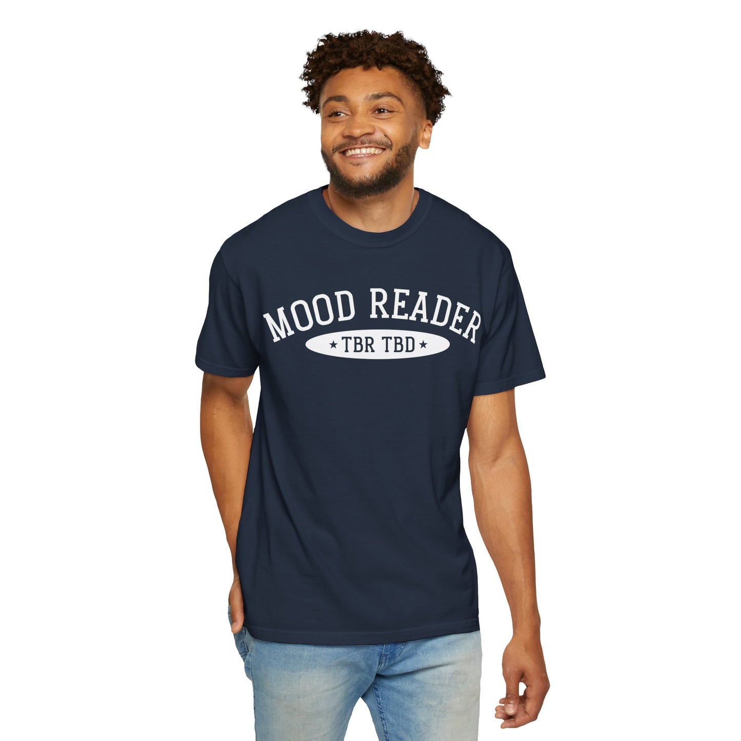 Mood Reader | TBR TBD Comfort Color T-shirt | Bookish Merch to Support the Book to Screen Club