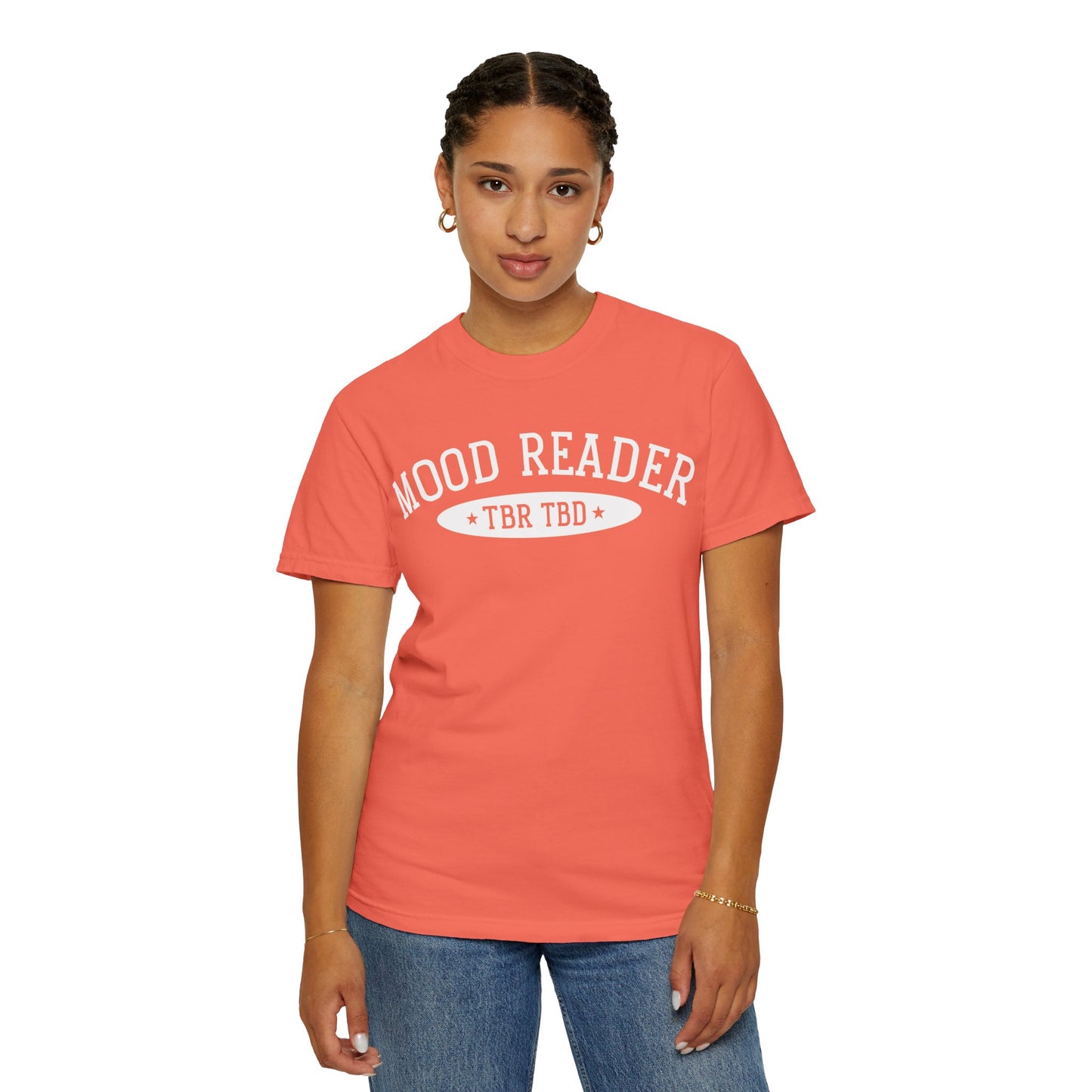 Mood Reader | TBR TBD Comfort Color T-shirt | Bookish Merch to Support the Book to Screen Club