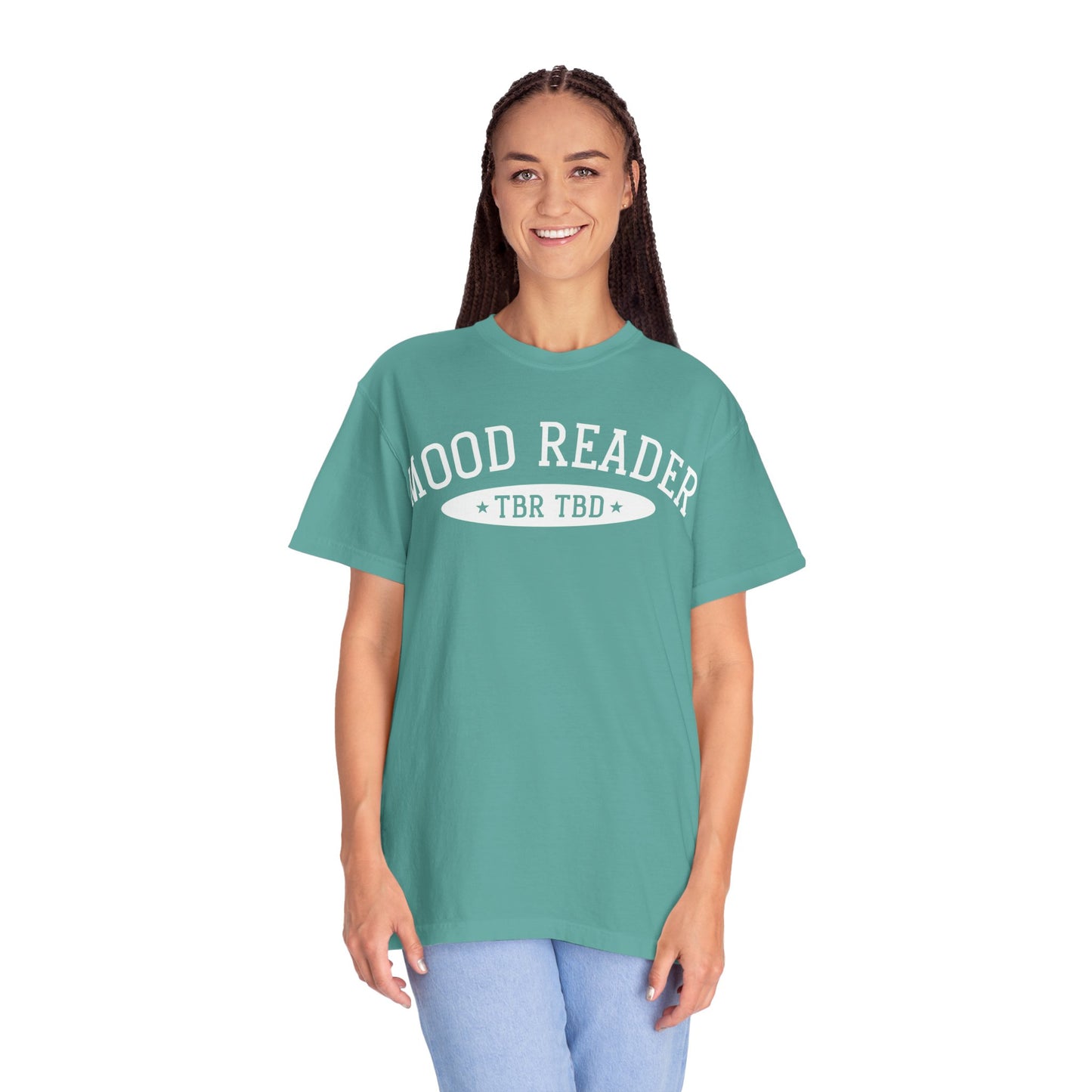 Mood Reader | TBR TBD Comfort Color T-shirt | Bookish Merch to Support the Book to Screen Club